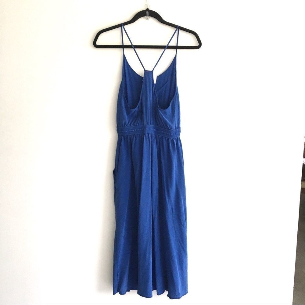 ARITZIA Wilfred Silk Sleeveless Midi Dress Blue XXS - Picture 4 of 6